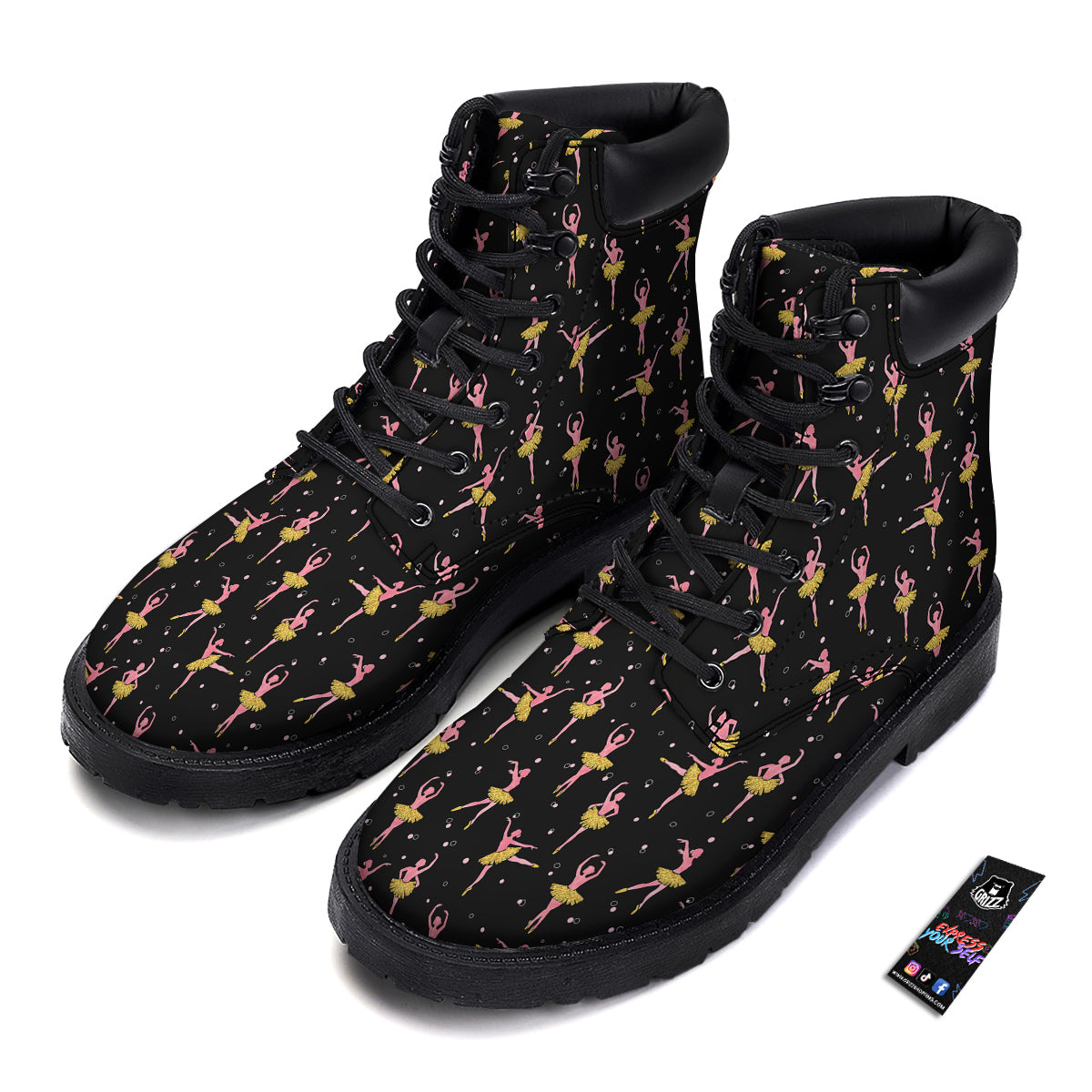 Ballet Dancing Print Pattern Boots-grizzshop