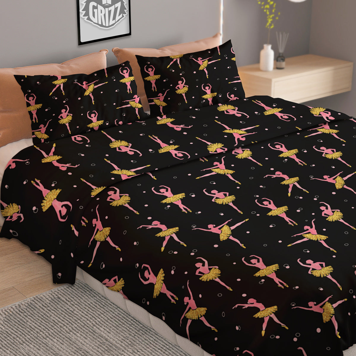 Ballet Dancing Print Pattern Duvet Cover Bedding Set