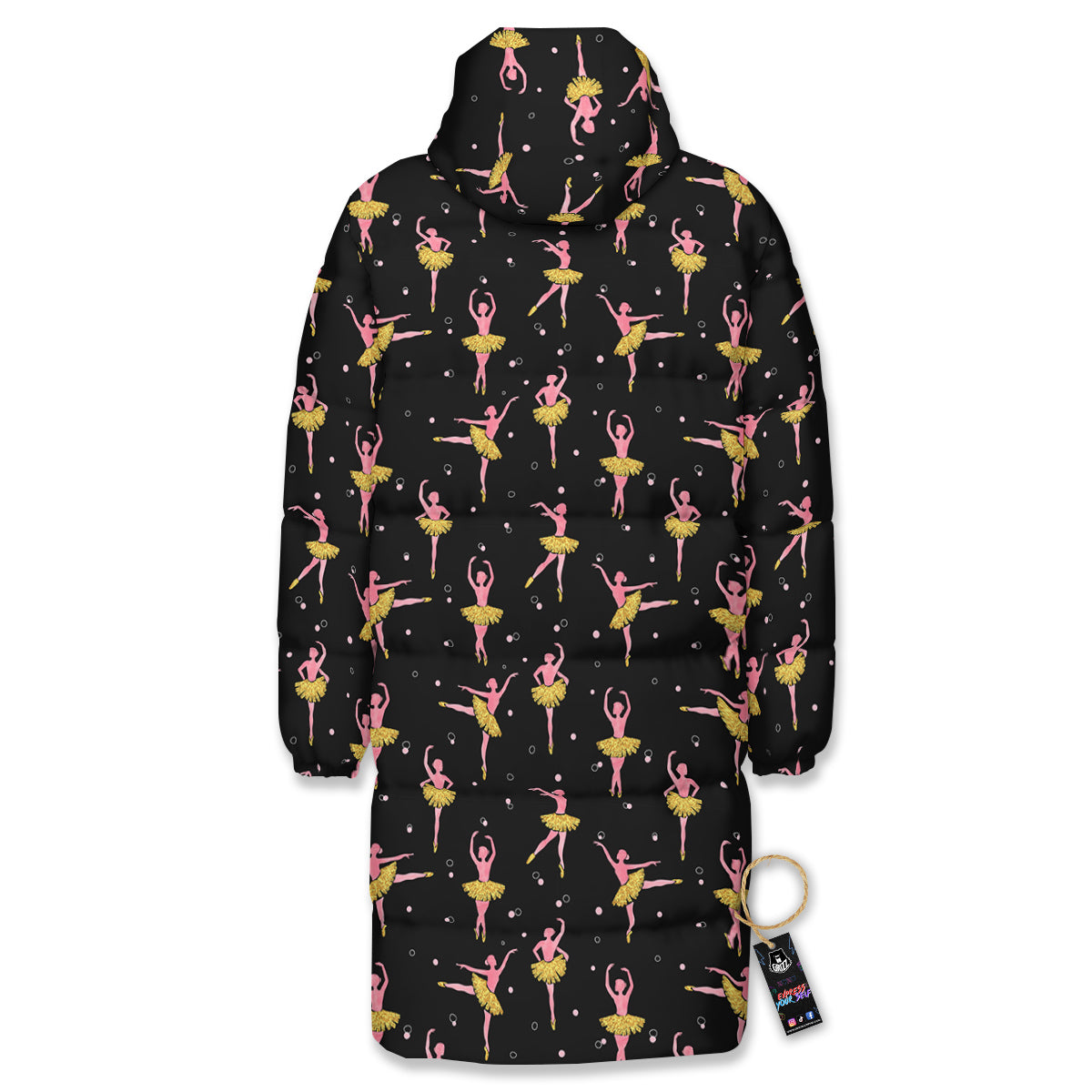Ballet Dancing Print Pattern Long Down Jacket-grizzshop