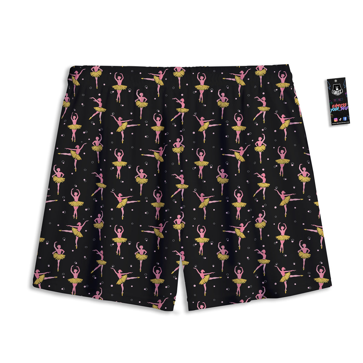 Ballet Dancing Print Pattern Mesh Shorts