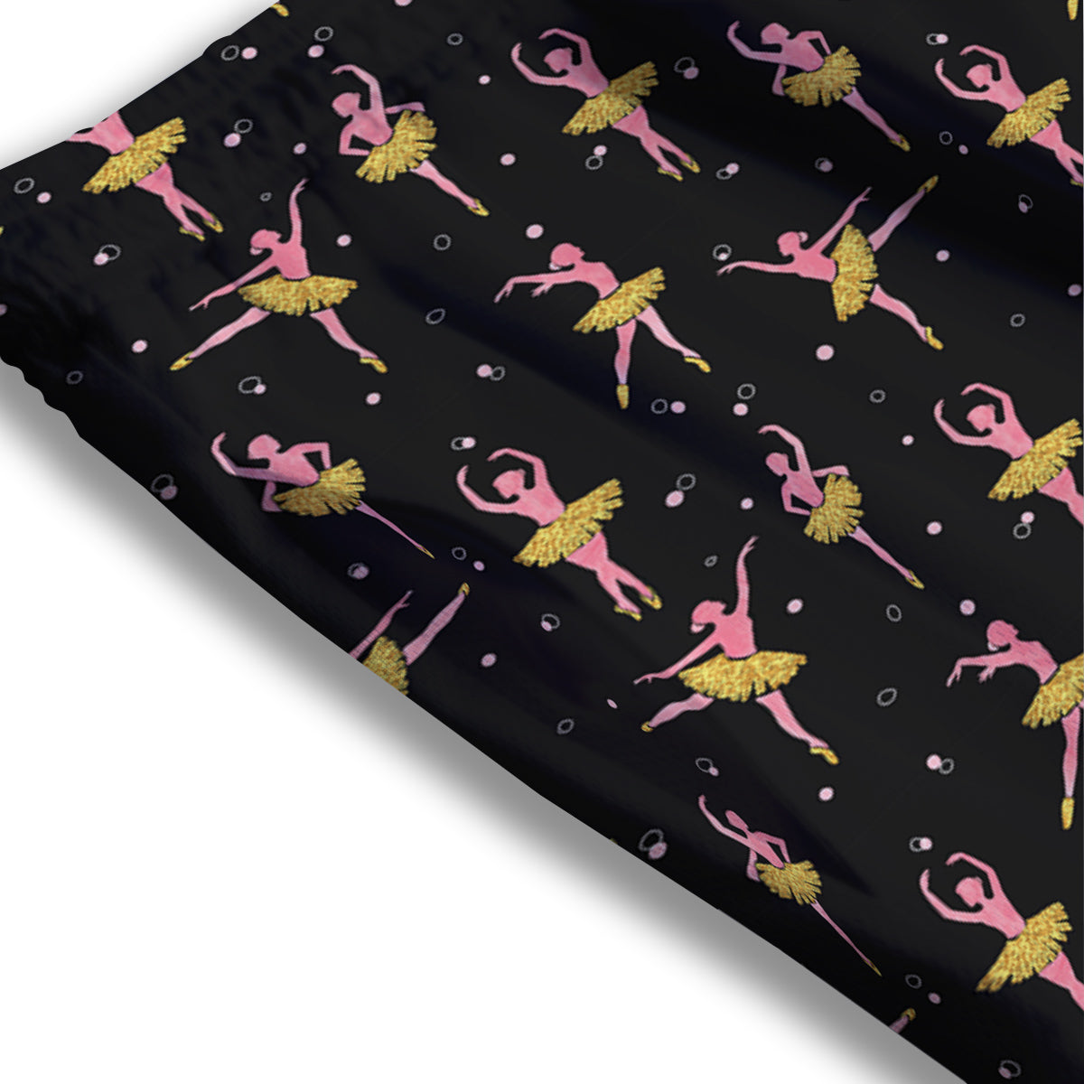 Ballet Dancing Print Pattern Mesh Shorts