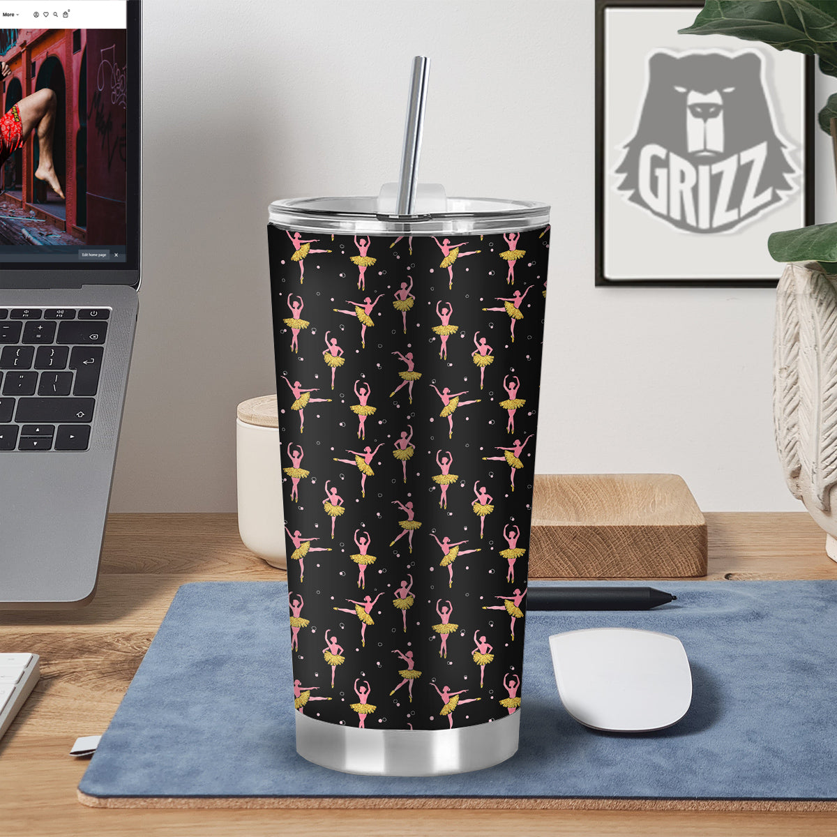 Ballet Dancing Print Pattern Tumbler-grizzshop