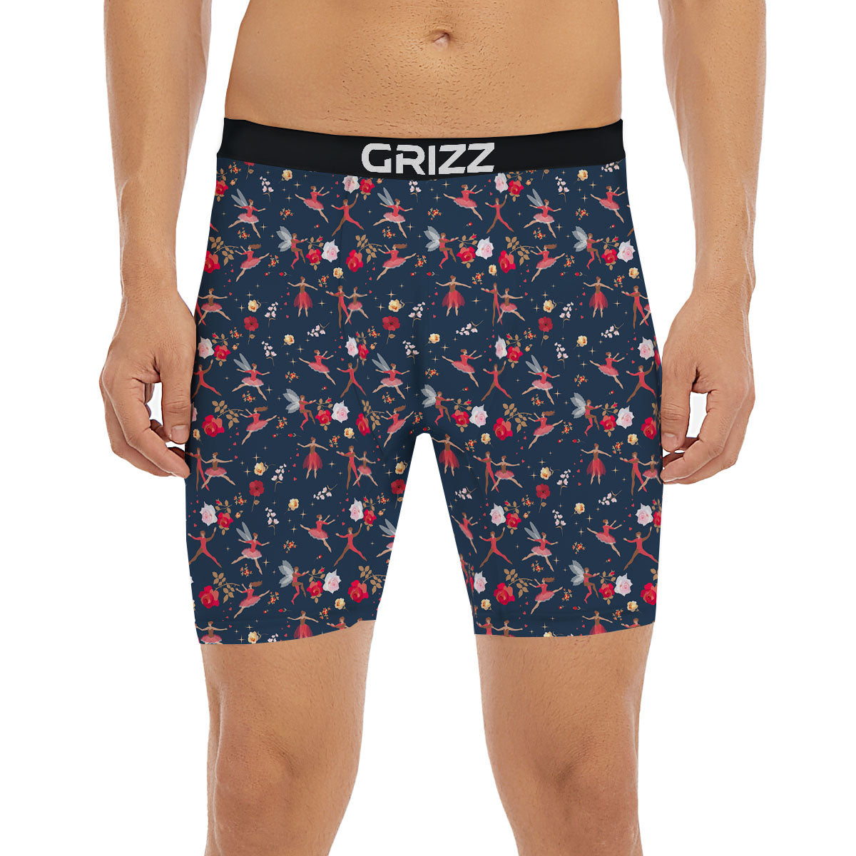 Ballet Floral Print Pattern Boxer Briefs-grizzshop
