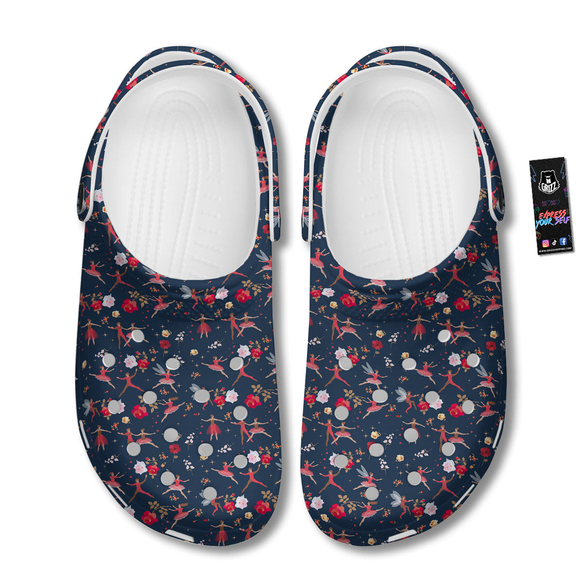 Ballet Floral Print Pattern Clog-grizzshop