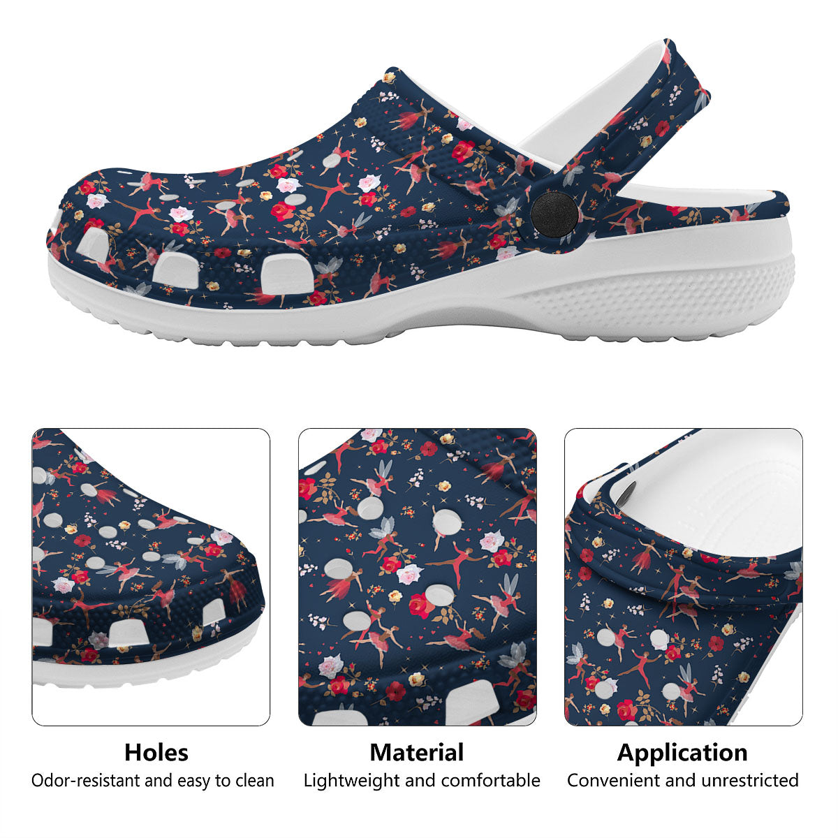 Ballet Floral Print Pattern Clog-grizzshop