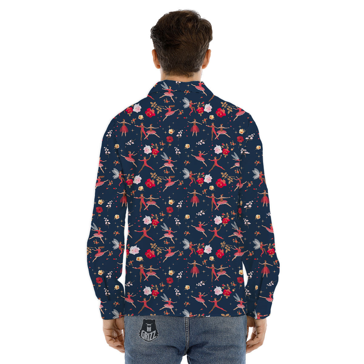 Ballet Floral Print Pattern Men's Dress Shirts-grizzshop