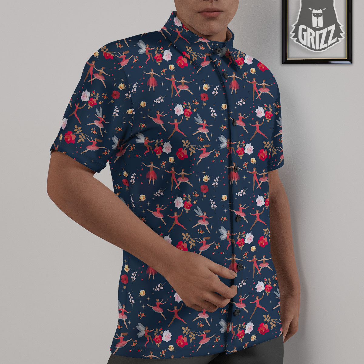 Ballet Floral Print Pattern Untucked Shirts-grizzshop