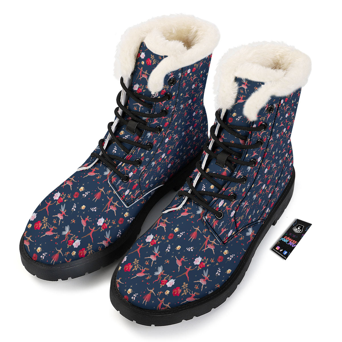 Ballet Floral Print Pattern Winter Boots-grizzshop