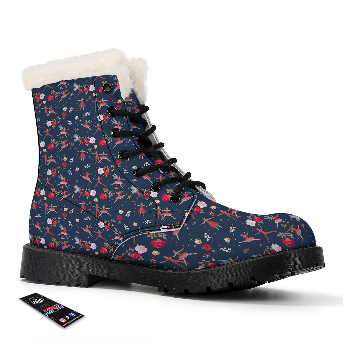 Ballet Floral Print Pattern Winter Boots-grizzshop