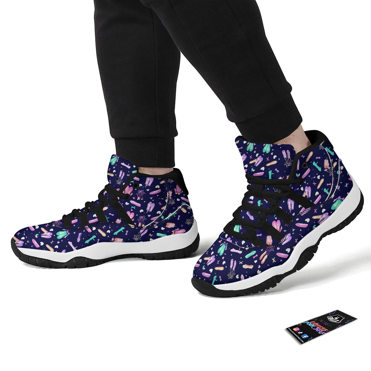Ballet Pattern Print Black Bball Shoes-grizzshop