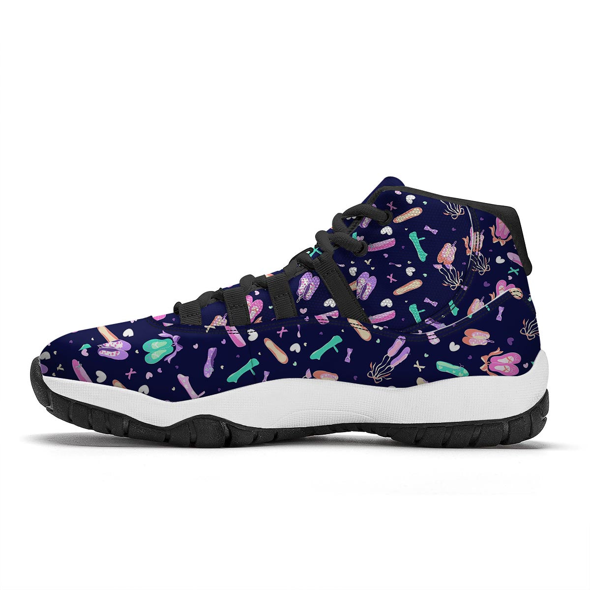 Ballet Pattern Print Black Bball Shoes-grizzshop
