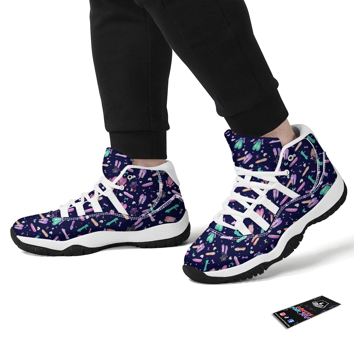 Ballet Pattern Print White Bball Shoes-grizzshop