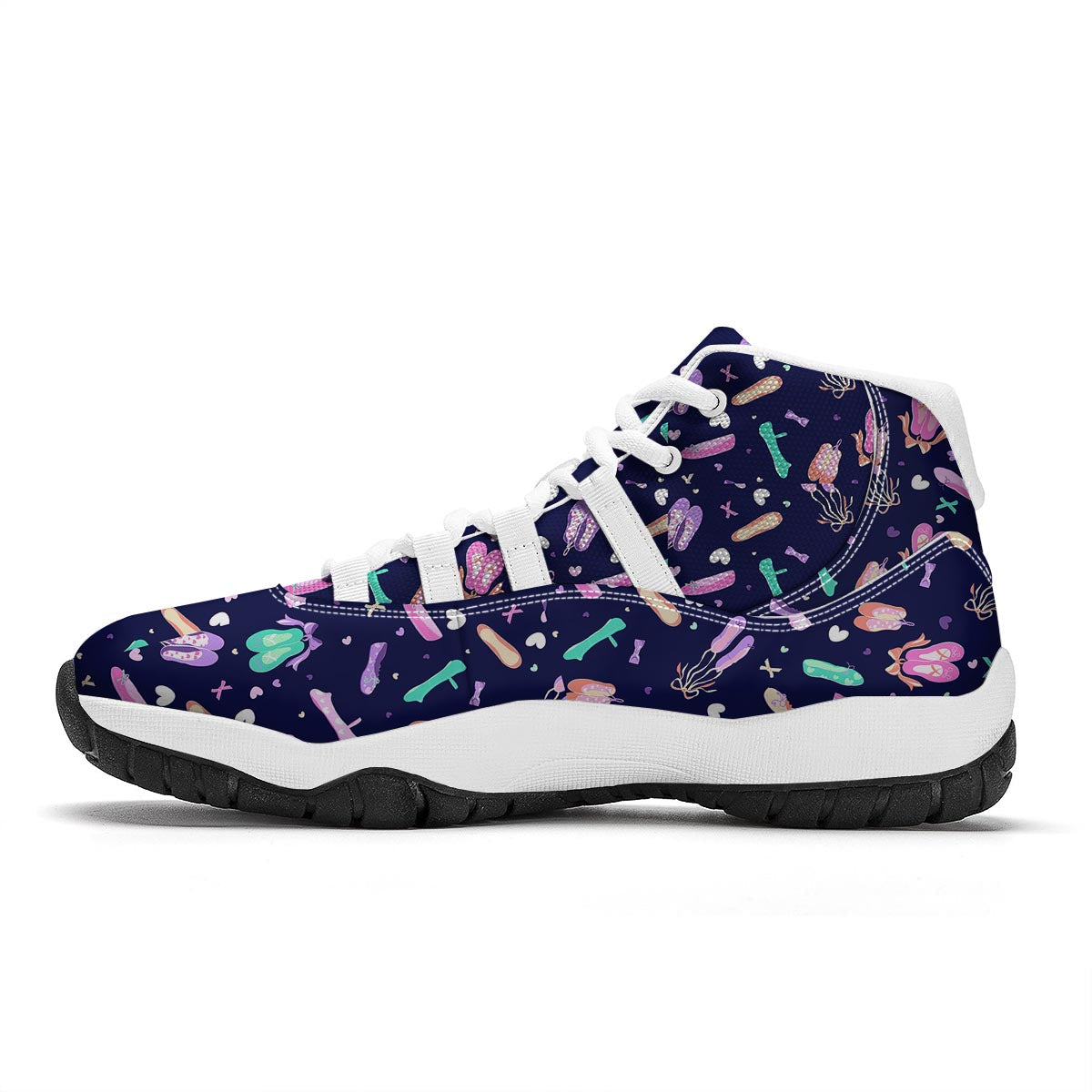 Ballet Pattern Print White Bball Shoes-grizzshop