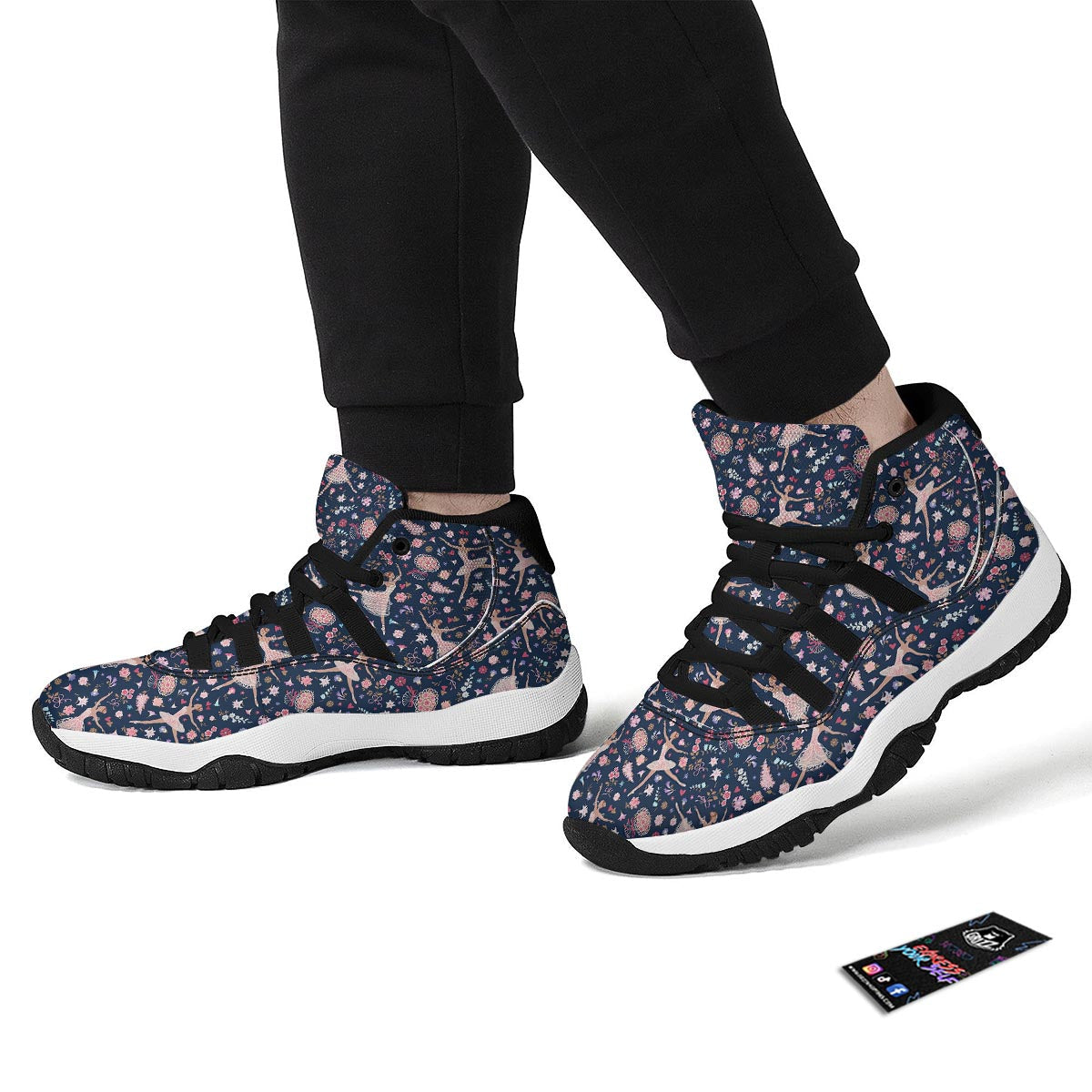 Ballet Print Pattern Black Bball Shoes-grizzshop