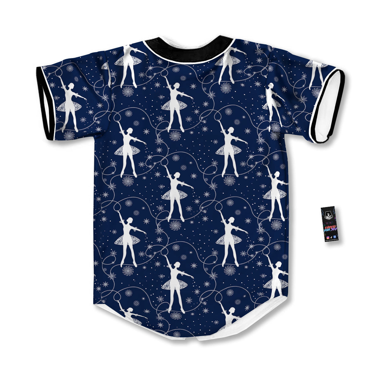 Ballet Snowflake Print Pattern Baseball Jersey-grizzshop