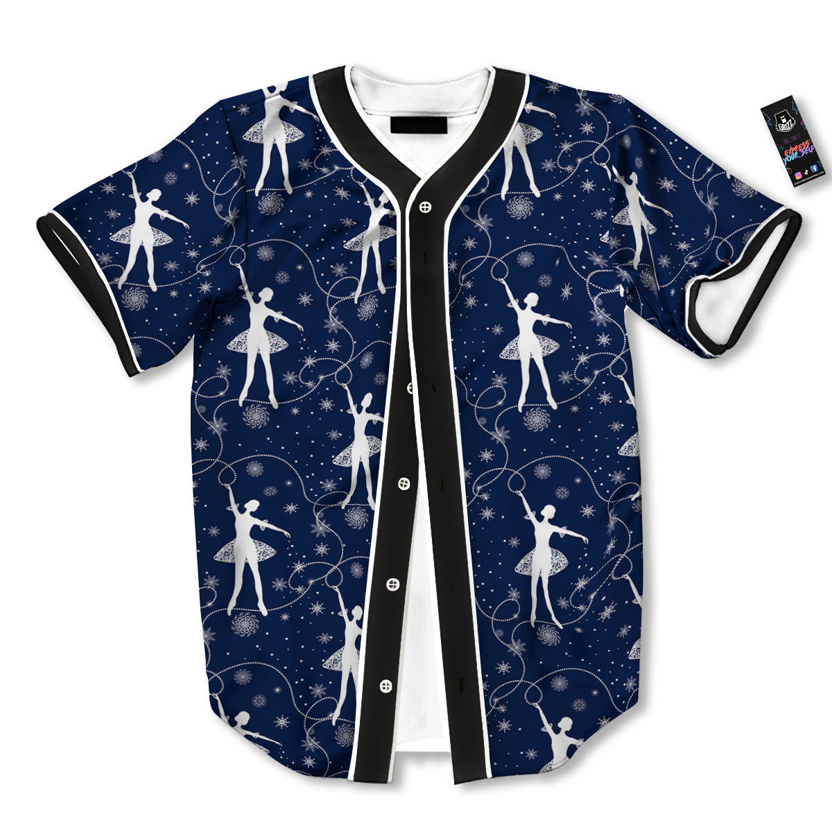 Ballet Snowflake Print Pattern Baseball Jersey-grizzshop