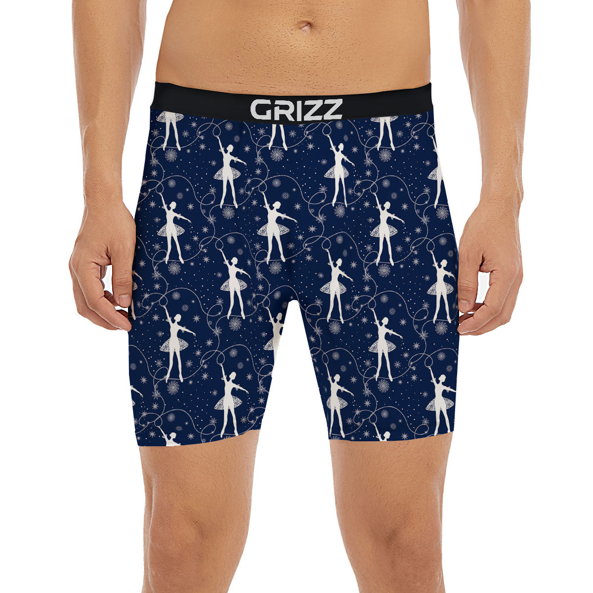 Ballet Snowflake Print Pattern Boxer Briefs-grizzshop