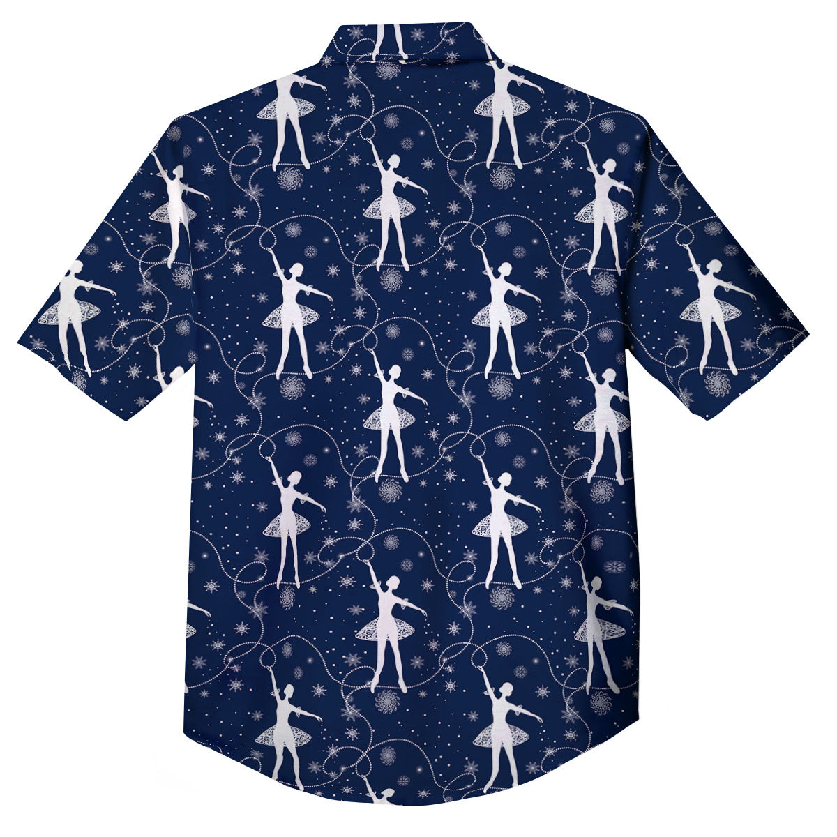 Ballet Snowflake Print Pattern Button Up Shirt-grizzshop