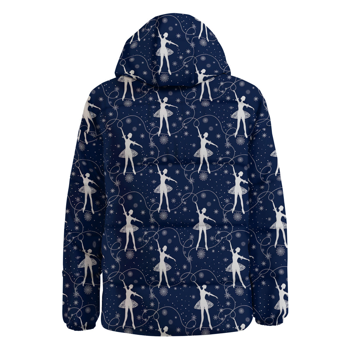 Ballet Snowflake Print Pattern Down Jacket-grizzshop