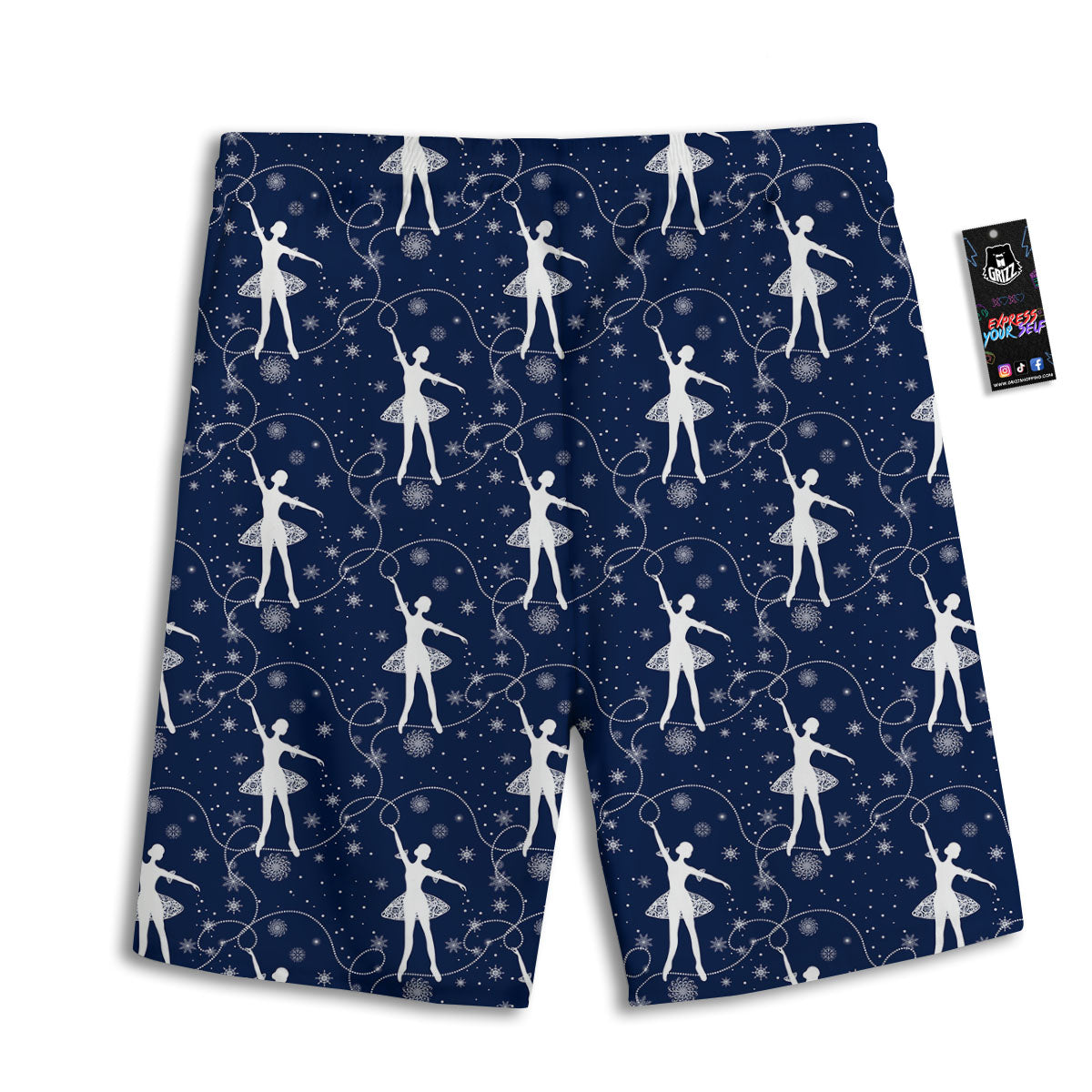 Ballet Snowflake Print Pattern Men's Athletic Shorts