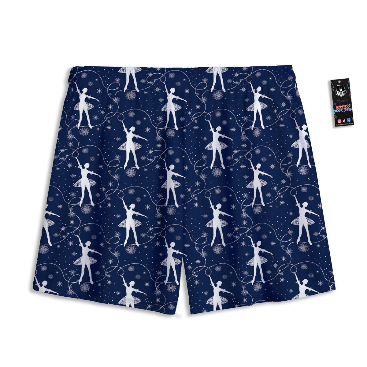 Ballet Snowflake Print Pattern Mesh Shorts