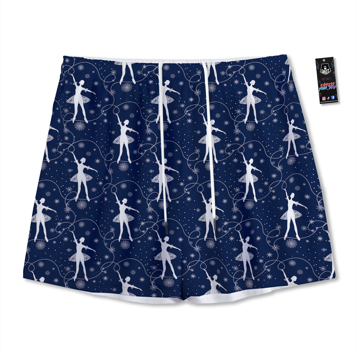 Ballet Snowflake Print Pattern Mesh Shorts