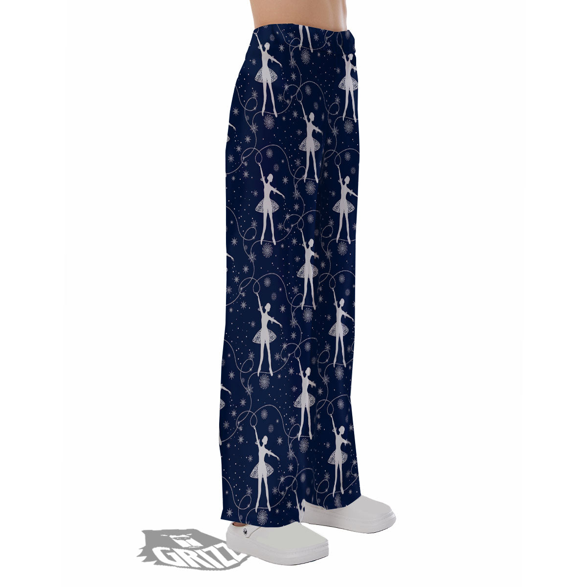 Ballet Snowflake Print Pattern Pajama Pants-grizzshop