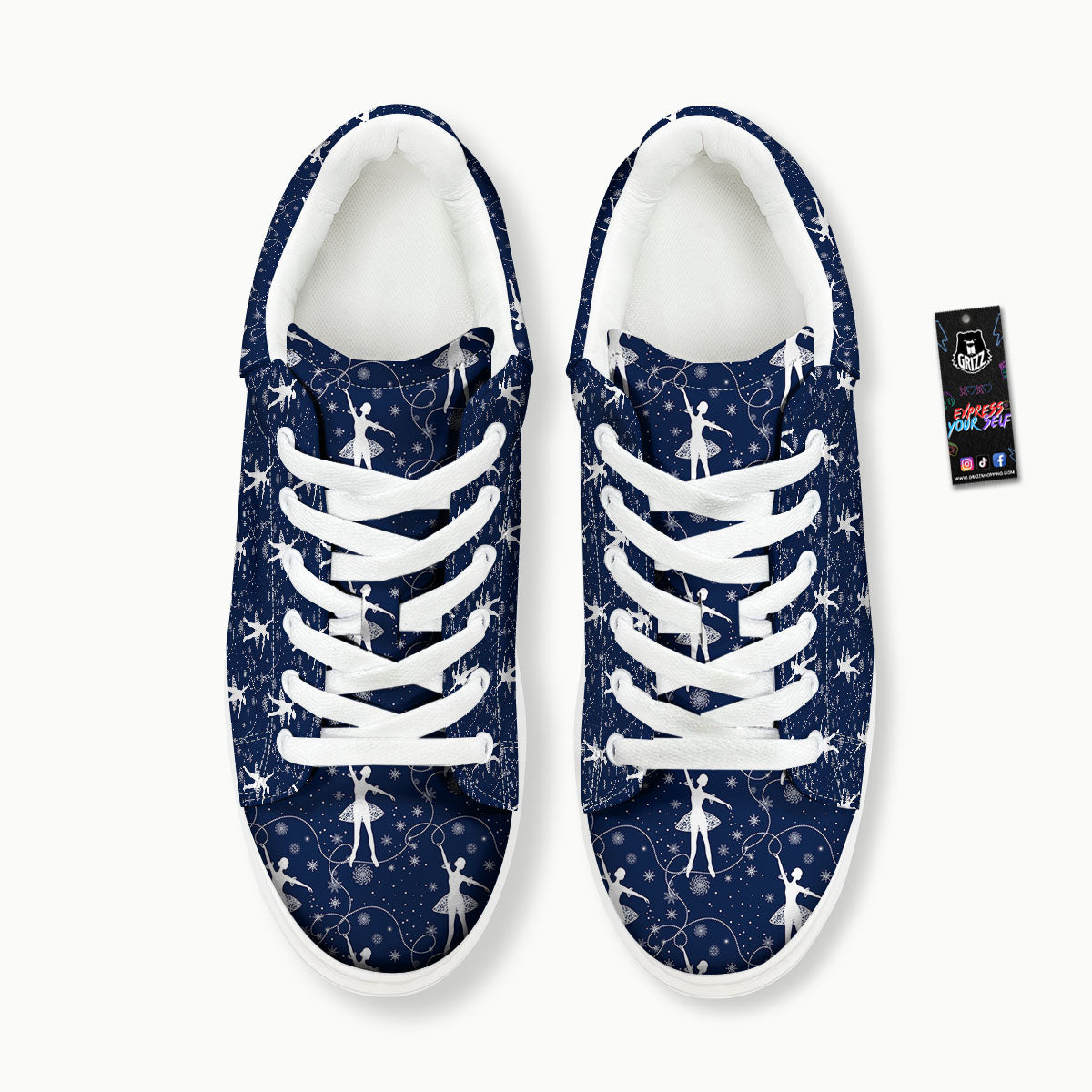 Ballet Snowflake Print Pattern Platform Shoes-grizzshop