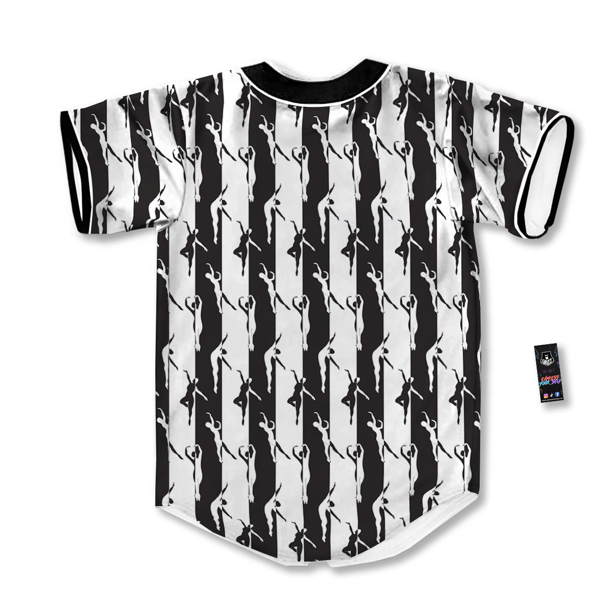 Ballet White And Black Print Pattern Baseball Jersey-grizzshop