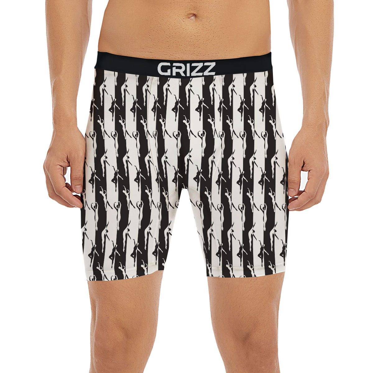 Ballet White And Black Print Pattern Boxer Briefs-grizzshop