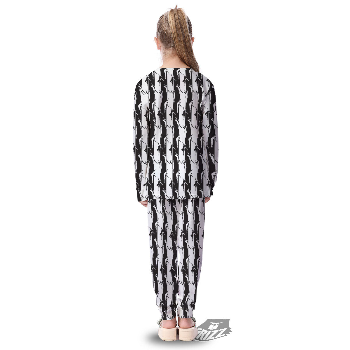 Ballet White And Black Print Pattern Kid's Pajamas-grizzshop
