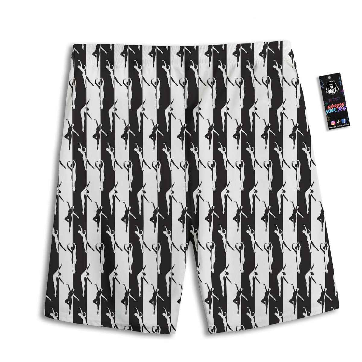 Ballet White And Black Print Pattern Men's Athletic Shorts