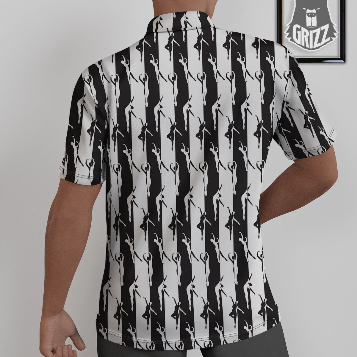 Ballet White And Black Print Pattern Untucked Shirts-grizzshop