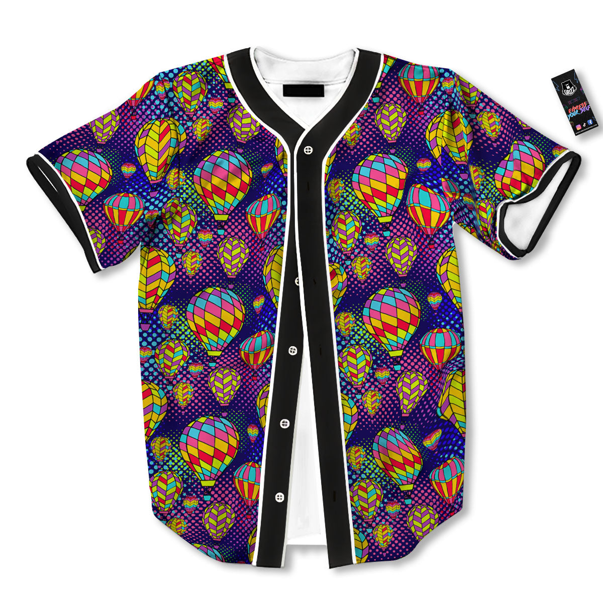 Balloon Air Retro Print Pattern Baseball Jersey-grizzshop