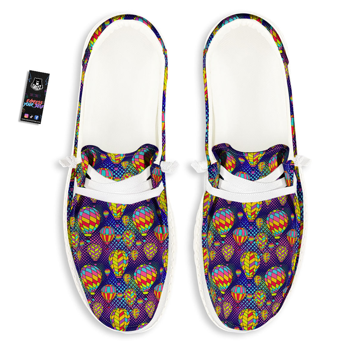 Balloon Air Retro Print Pattern Black Loafers-grizzshop