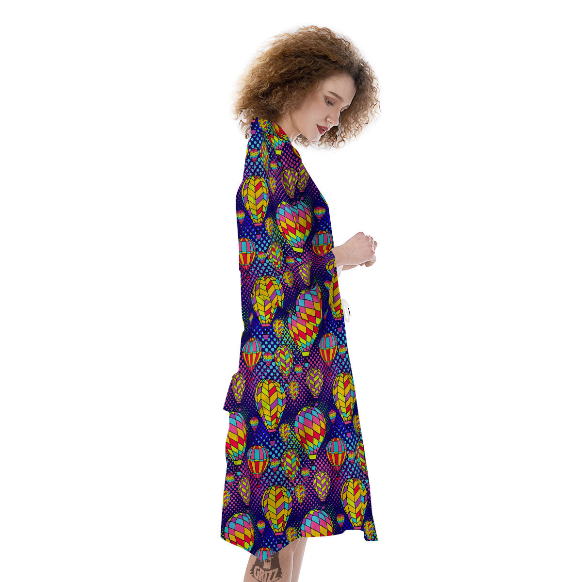 Balloon Air Retro Print Pattern Kimono-grizzshop