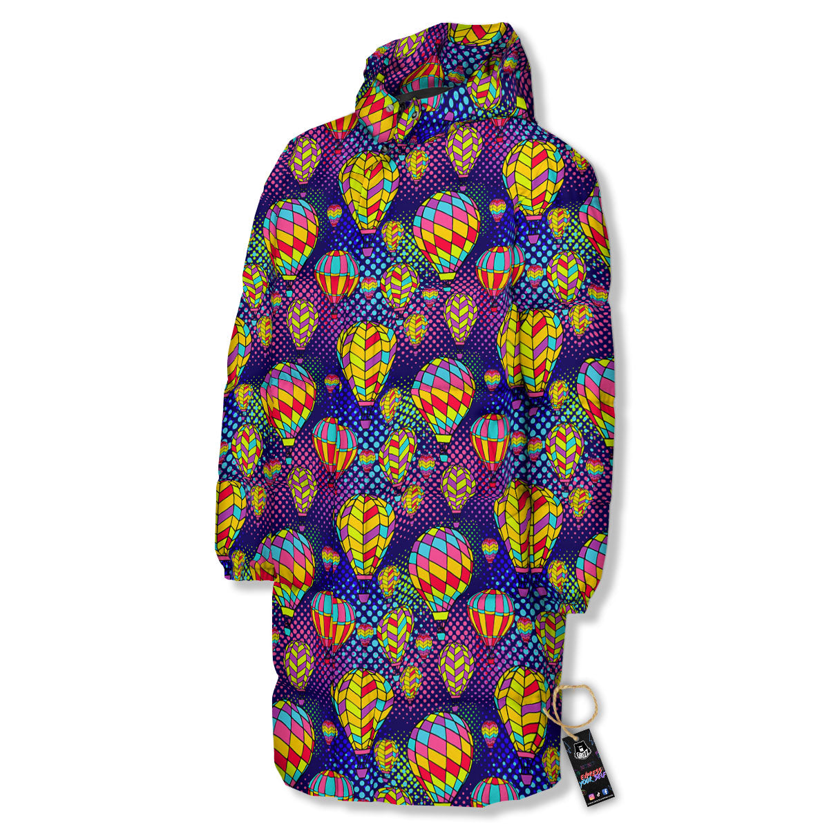Balloon Air Retro Print Pattern Long Down Jacket-grizzshop