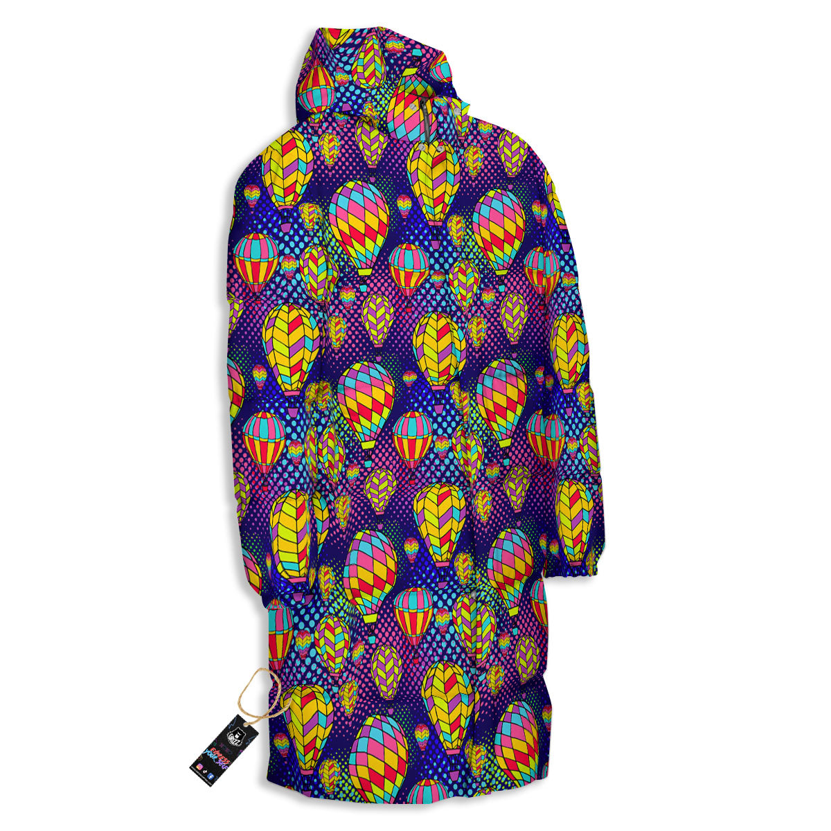 Balloon Air Retro Print Pattern Long Down Jacket-grizzshop