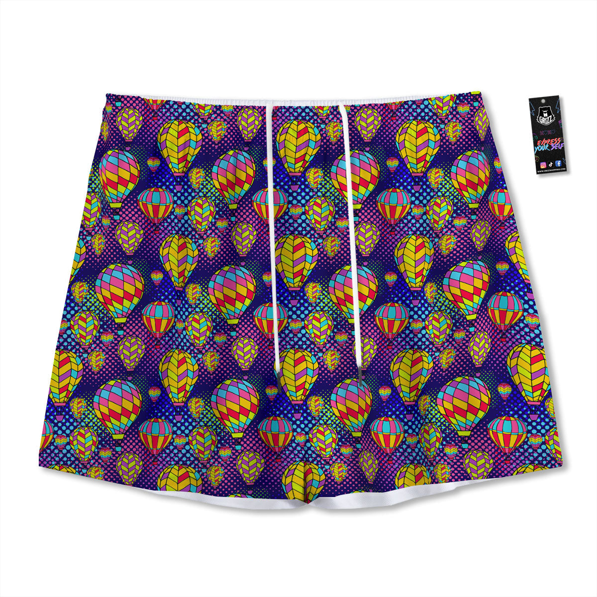 Balloon Air Retro Print Pattern Mesh Shorts