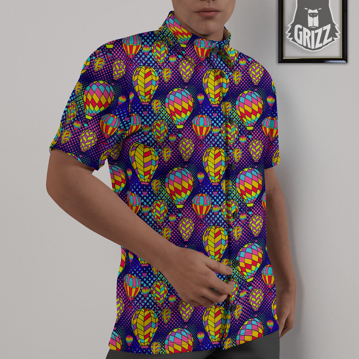 Balloon Air Retro Print Pattern Untucked Shirts-grizzshop