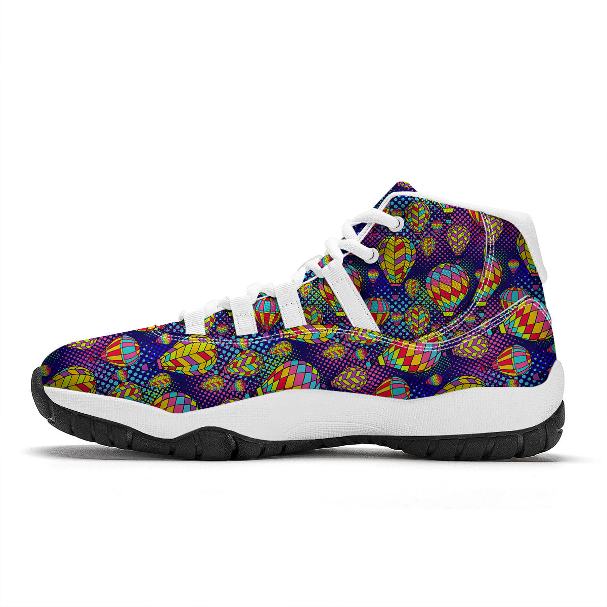 Balloon Air Retro Print Pattern White Bball Shoes-grizzshop