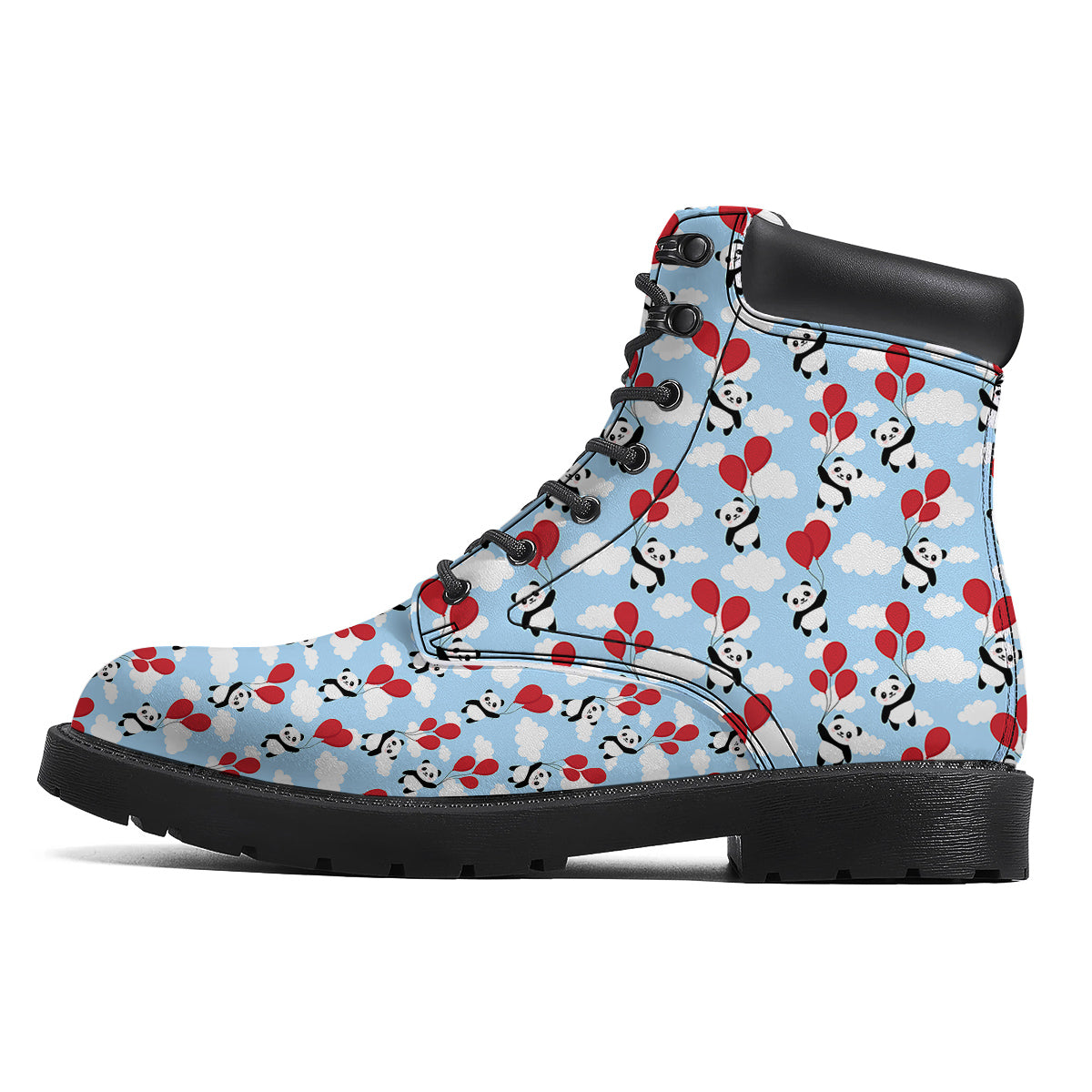 Balloon And Cute Panda Print Pattern Boots-grizzshop