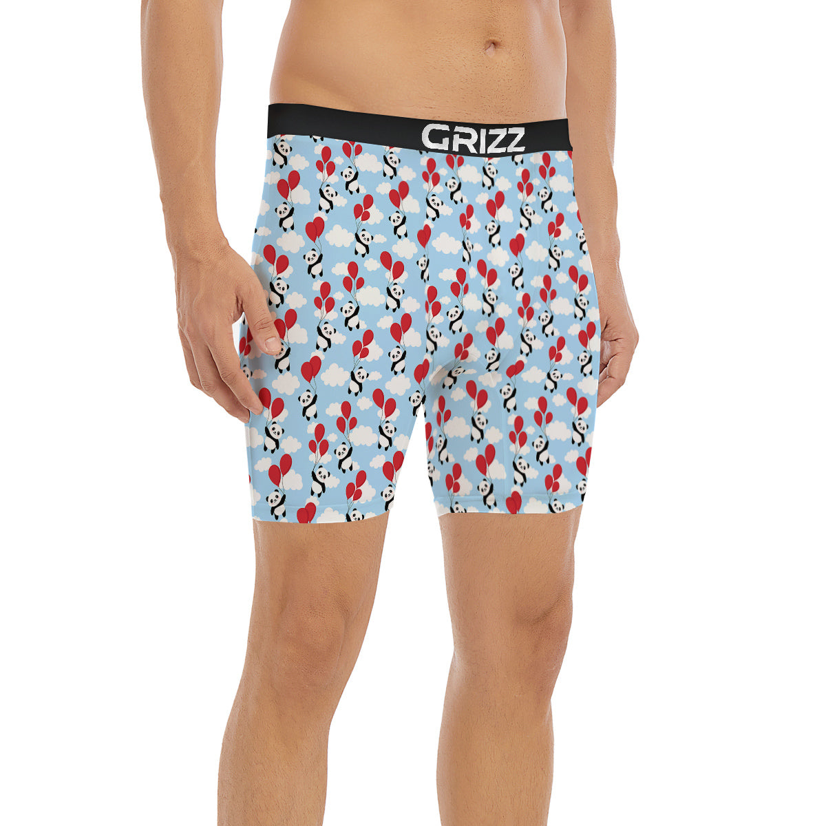 Balloon And Cute Panda Print Pattern Boxer Briefs-grizzshop