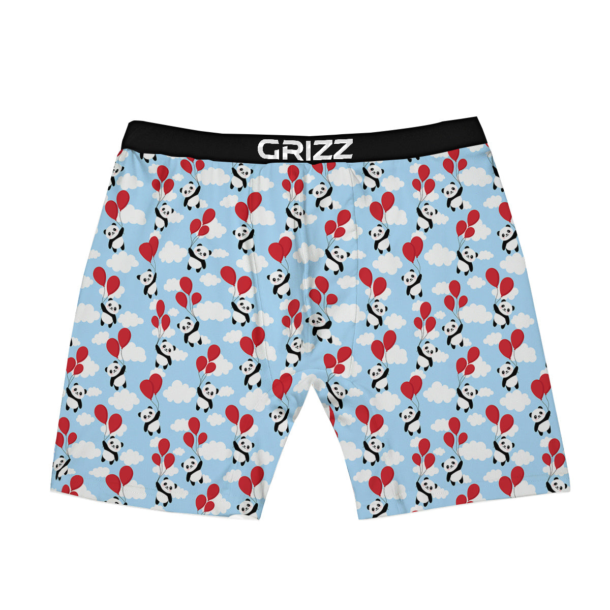 Balloon And Cute Panda Print Pattern Boxer Briefs-grizzshop
