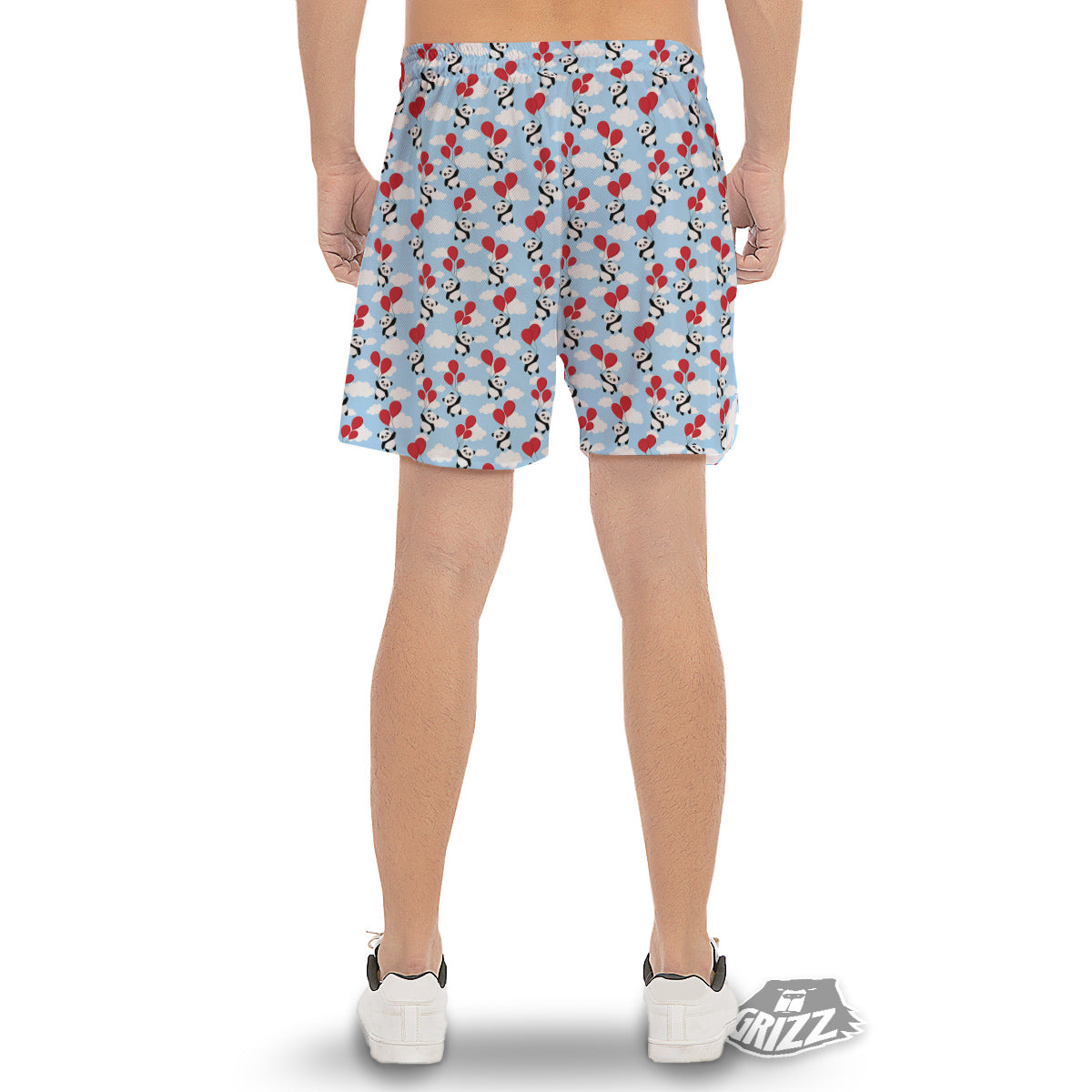Balloon And Cute Panda Print Pattern Men's Gym Shorts-grizzshop