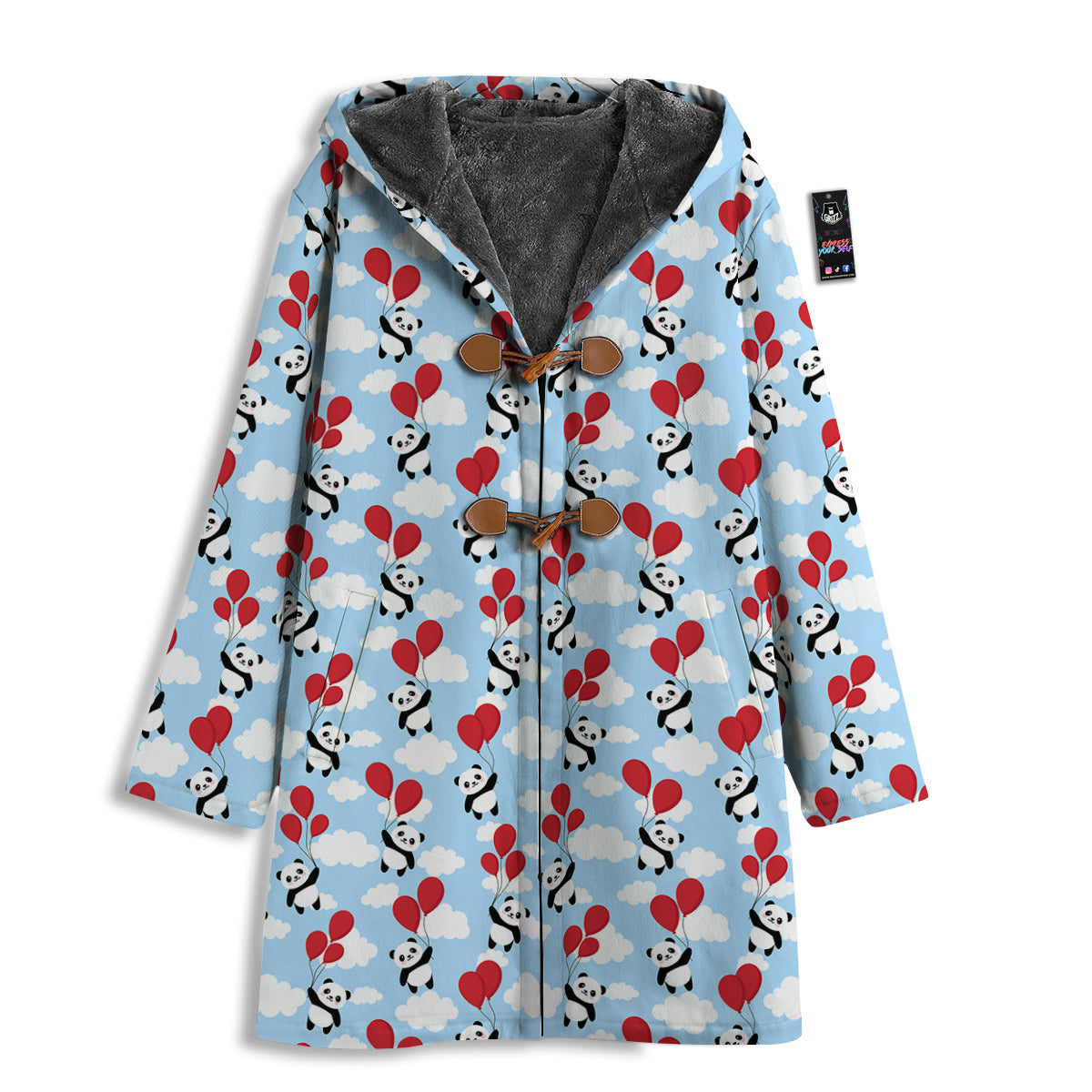Balloon And Cute Panda Print Pattern Men's Windbreaker Jacket-grizzshop
