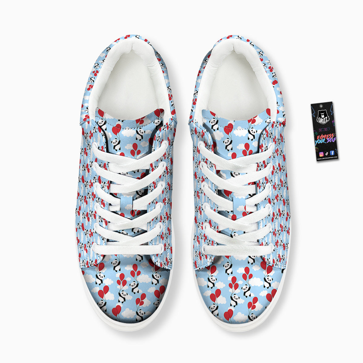 Balloon And Cute Panda Print Pattern Platform Shoes-grizzshop