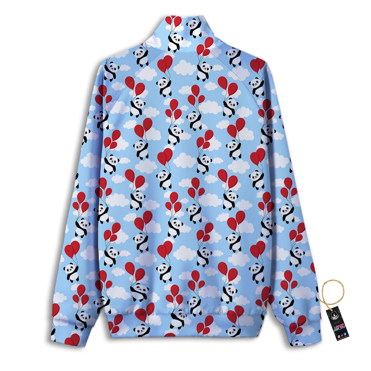 Balloon And Cute Panda Print Pattern Track Jacket-grizzshop