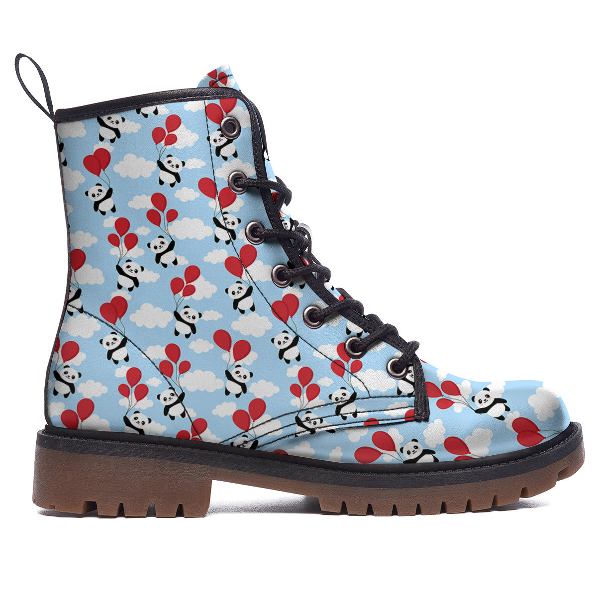 Balloon And Cute Panda Print Pattern Work Boots-grizzshop