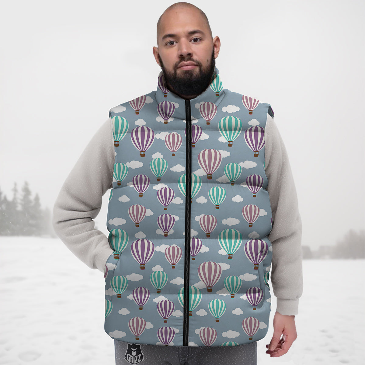 Balloon Cartoon Print Pattern Down Vest